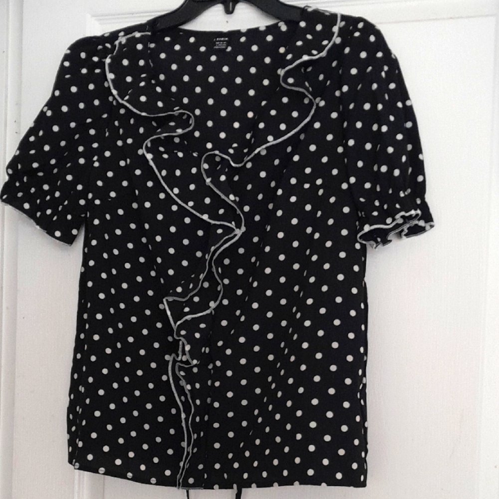 SHEIN Black Ruffled Peter Ruffle Collar Blouse - Picture 2 of 4